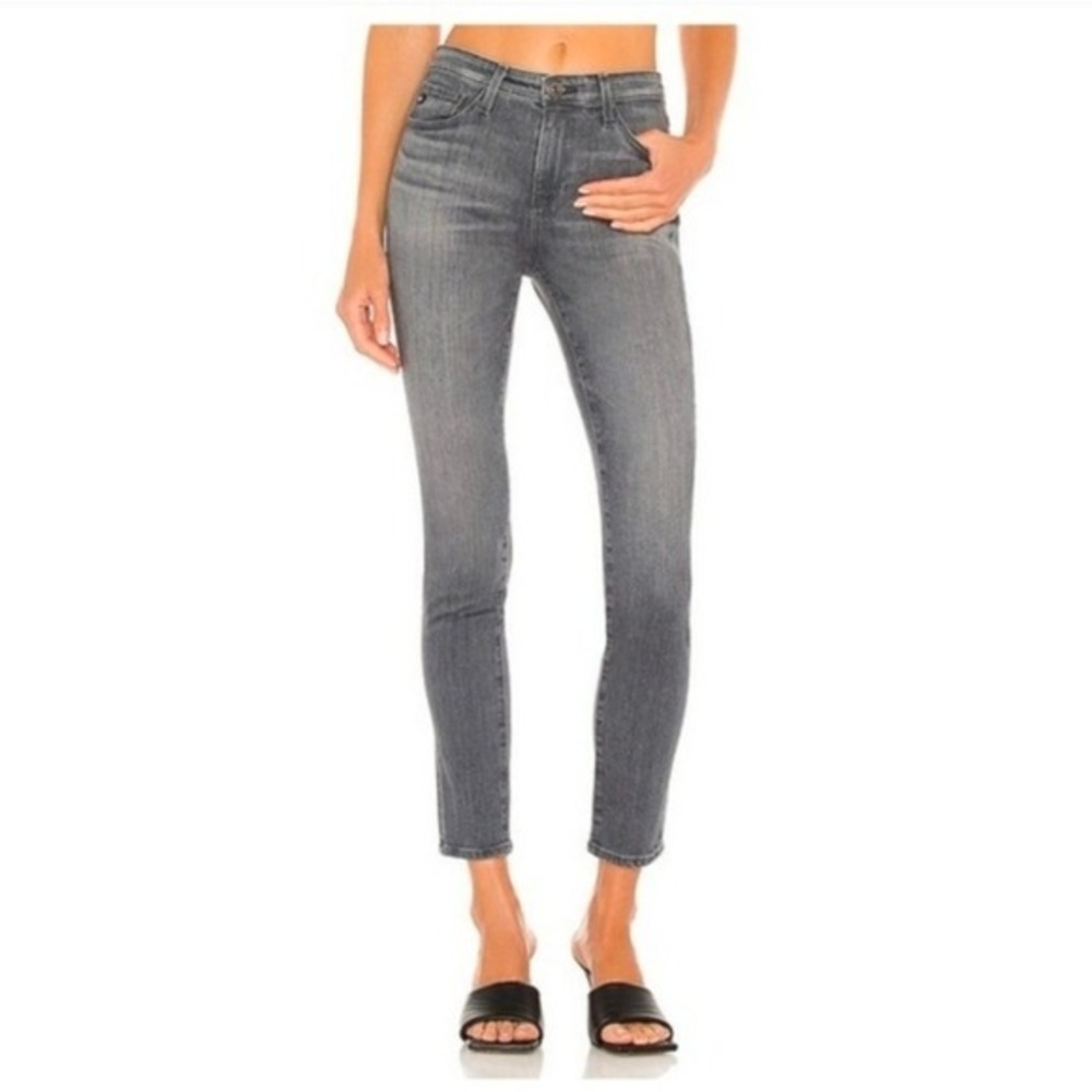 AG Adriano Goldschmied The Legging Ankle‎ Grey Super Skinny Jeans Raw Hem 26R